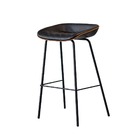 Cadeira Banqueta Alta Com Assento Estofado Em Couro Preto Com