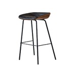 Cadeira Banqueta Alta Com Assento Estofado Em Couro Preto E M