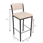 Cadeira Banqueta Com Encosto Assento Quadrado Bege Alto Sala