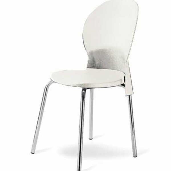 Cadeira Base Cromada Linha Polipropileno Milano Branco Branco
