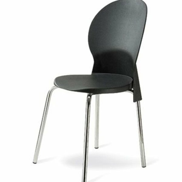 Cadeira Base Cromada Linha Polipropileno Milano Preto Preto