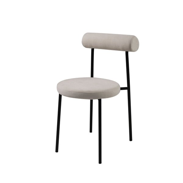 Cadeira Base De Aço E Assento E Encosto Estofados Roll Bege