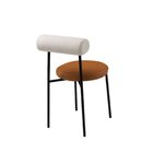 Cadeira Base De Aço E Assento E Encosto Estofados Roll Bege E