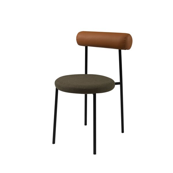 Cadeira Base De Aço E Assento E Encosto Estofados Roll Carame