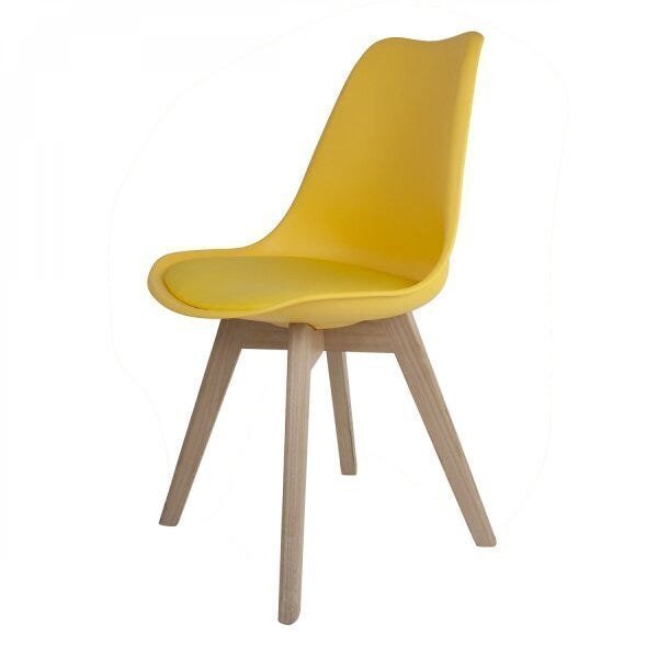 Cadeira Base Em Madeira Saarinen Wood Empório  Amarelo