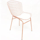 Cadeira Bertóia Cor Rosé Fosco Assento Branco Tubular - Poltr