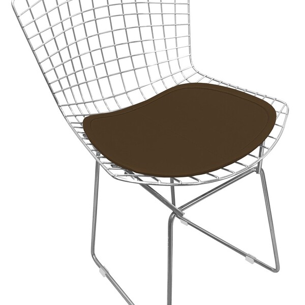 Cadeira Bertoia Tradicional Cromada Com Assento - Marrom