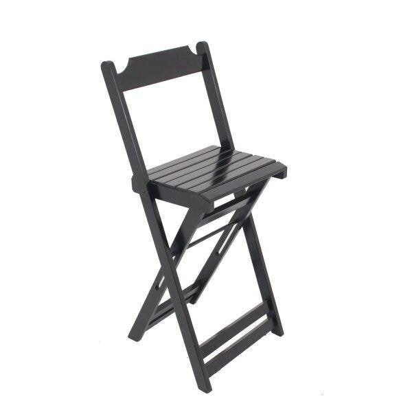 Cadeira Bistrô Alta Dobrável De Madeira  Preto