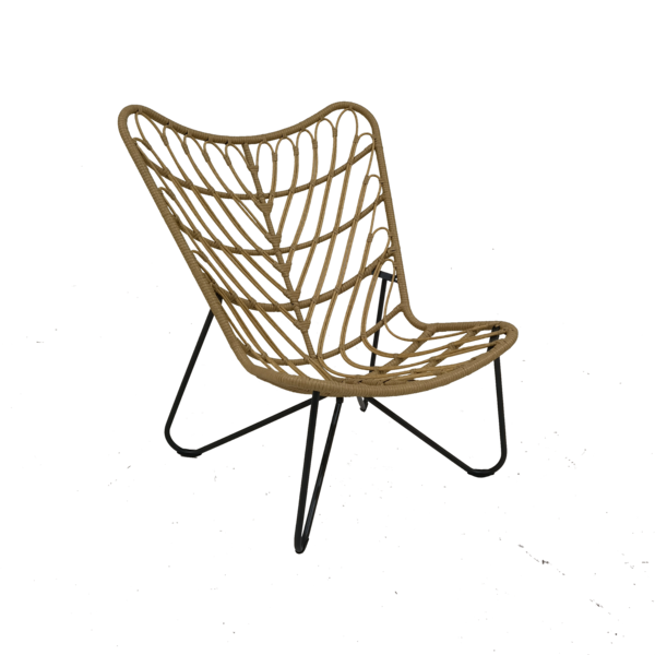 Cadeira Borboleta Metal e Rattan 103x87cm Bege Naterial