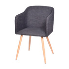 Cadeira Boxbit Charla Linho Grafite Base Metal Cor Madeira