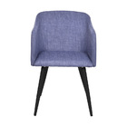 Cadeira Boxbit Charla Linho Jeans Base Metal Cor Preta