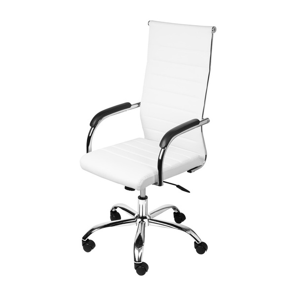 Cadeira Boxbit Florença Alta Rodízio Branca Em P.u. Base Crom