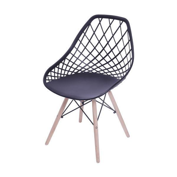 Cadeira Boxbit Kaila Polipropileno Preta Base Madeira