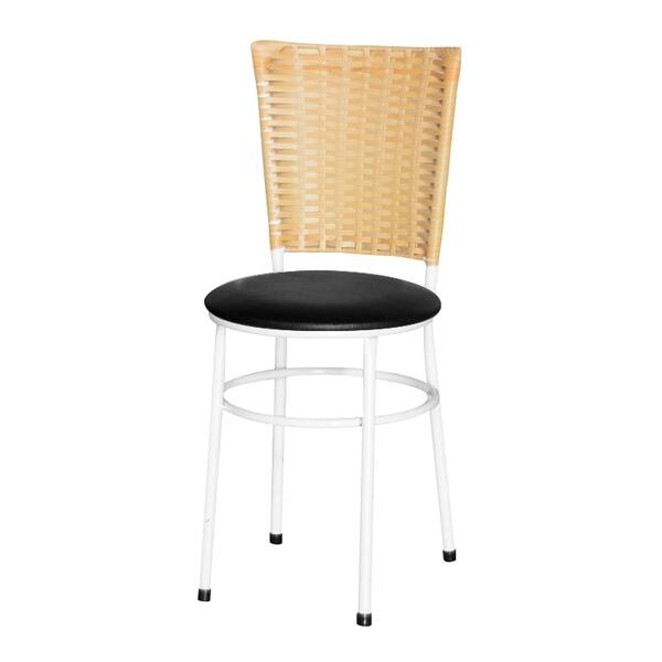 Cadeira Branca Para Cozinha Hawai Palha  Preto