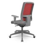 Cadeira Brizza Diretor Grafite Tela Vermelha Assento Polieste