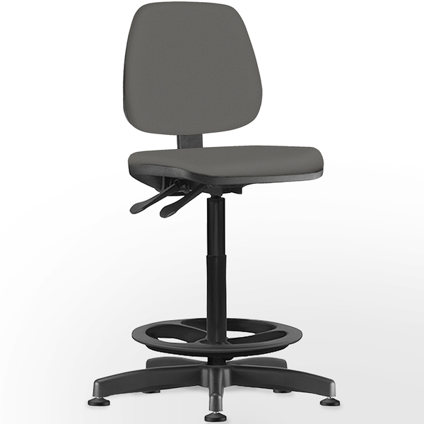 Cadeira Caixa Alta Giratória Job L02 Couro Sintético Cinza -