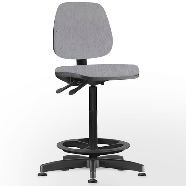 Cadeira Caixa Alta Giratória Job L02 Linho Cinza - Lyam Decor