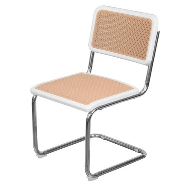 Cadeira Cesca Polipropileno Branco Simulando Palha Bege Base