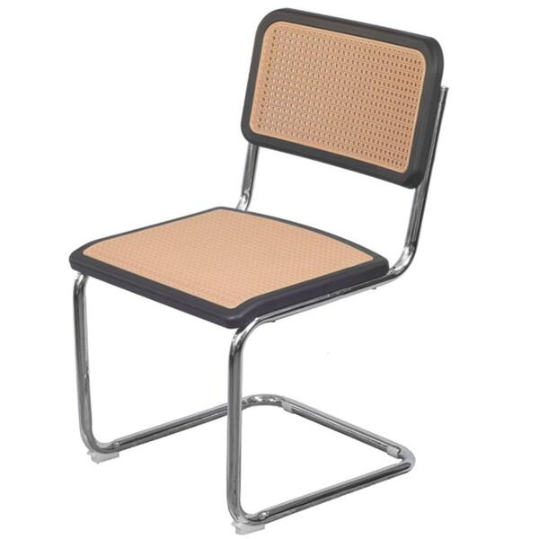 Cadeira Cesca Polipropileno Preto Simulando Palha Bege Base F