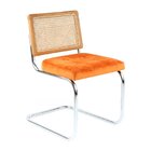 Cadeira Cesca Veludo E Palha Natural Yescasa Terracota