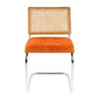 Cadeira Cesca Veludo E Palha Natural Yescasa Terracota