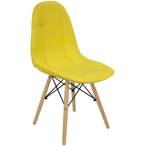 Cadeira Charles Eames Botonê Eiffel Wood Estofada Couro Amare
