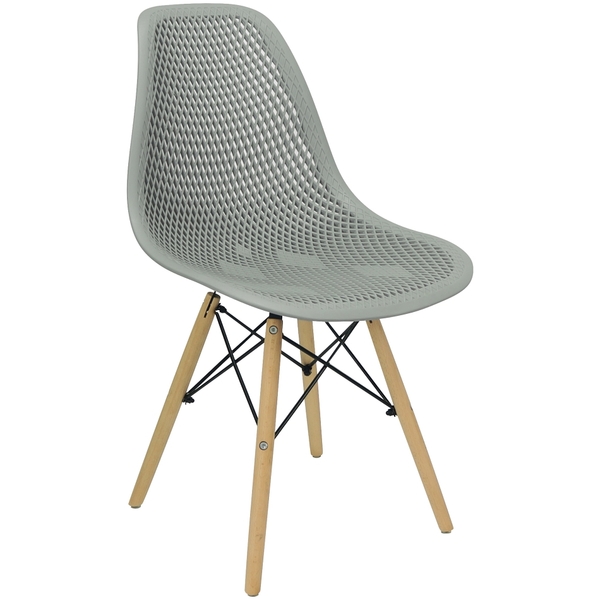 Cadeira Charles Eames Colmeia Eiffel Base Madeira - Cinza