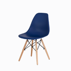 Cadeira Charles Eames Eiffel Azul Marinho Base Madeira