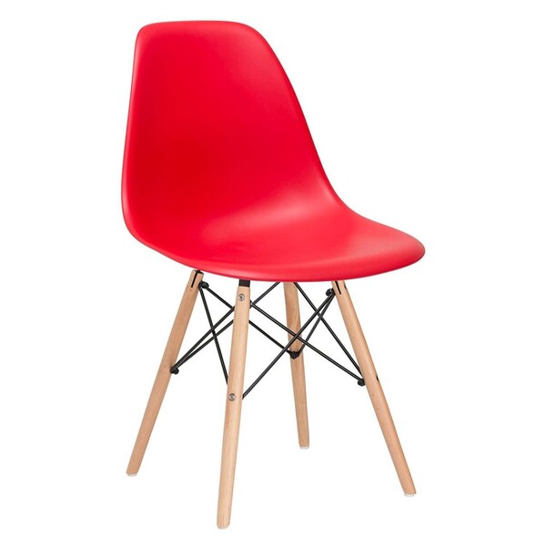 Cadeira Charles Eames Eiffel Base Madeira - Vermelha