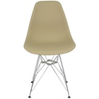 Cadeira Charles Eames Eiffel Base Metal Cromado Bege