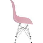 Cadeira Charles Eames Eiffel Base Metal Cromado Rosa