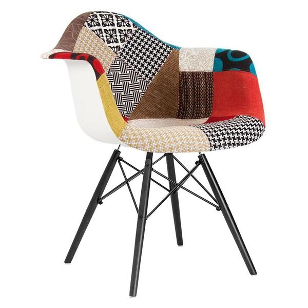Cadeira Charles Eames Eiffel Daw Assento De Tecido Patchwork