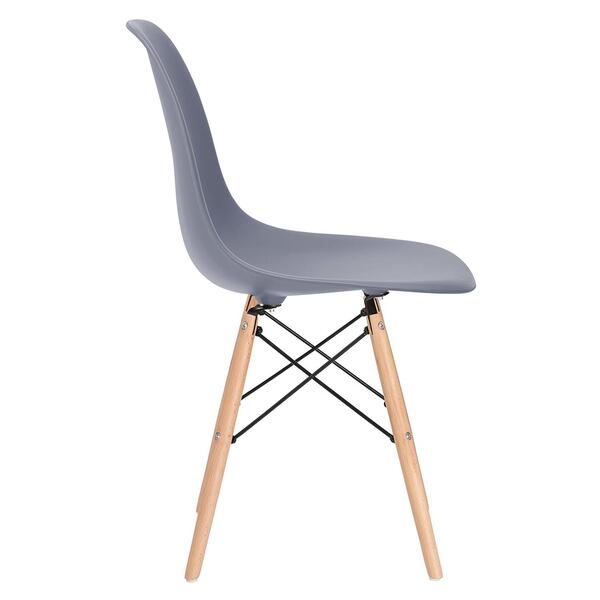Cadeira Charles Eames Eiffel Dsw - Cinza Escuro - Madeira Clara