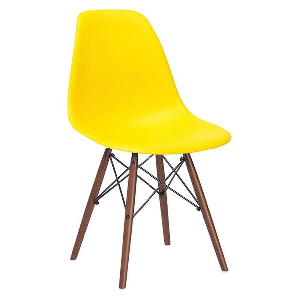 Cadeira Charles Eames Eiffel Dsw Com Pés De Madeira Escura -