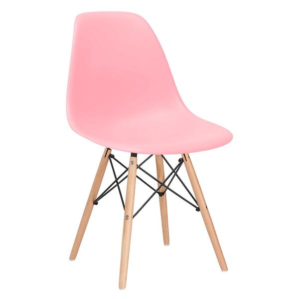 Cadeira Charles Eames Eiffel Dsw - Rosa Claro - Madeira Clara