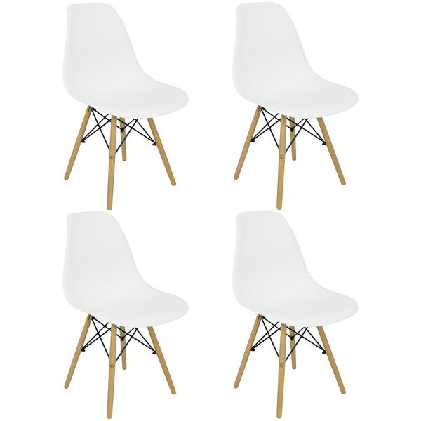 Cadeira Charles Eames Eiffel Pés De Madeira Kit Com 4 Unidades