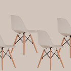 Cadeira Charles Eames Eiffel Pés De Madeira Moderna Kit Com 4