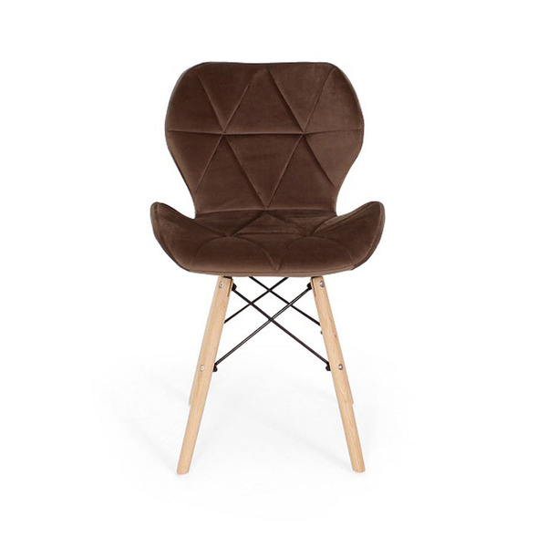 Cadeira Charles Eames Eiffel Slim Veludo Estofada Marrom