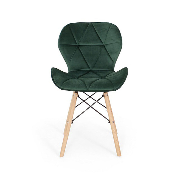 Cadeira Charles Eames Eiffel Slim Veludo Estofada Verde