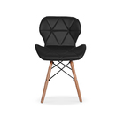 Cadeira Charles Eames Eiffel Slim Wood Estofada Preta