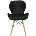 Cadeira Charles Eames Eiffel Slim Wood Estofada - Preta