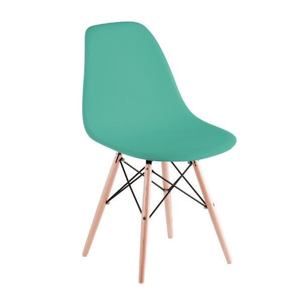 Cadeira Charles Eames Eiffel Verde Tiffany Pés De Madeira