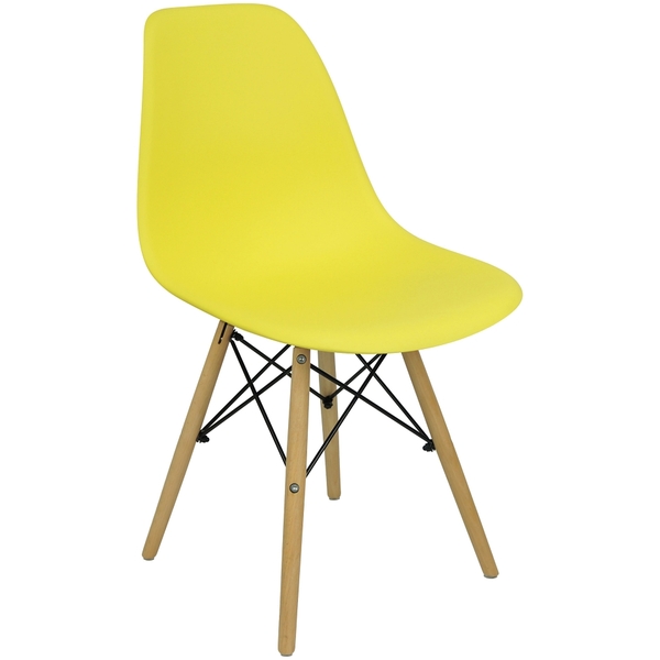 Cadeira Charles Eames Eiffel Wood Design Amarelo Amarela