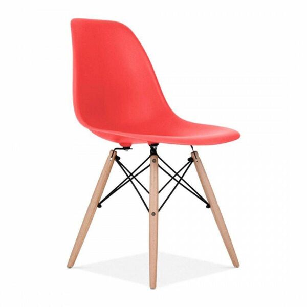 Cadeira Charles Eames Eiffel Wood Design - Vermelha
