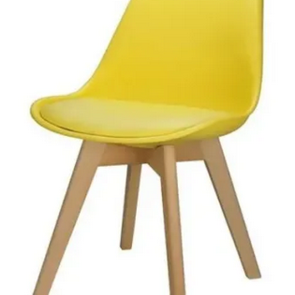 Cadeira Charles Eames Leda Design Wood Estofada Base Madeira