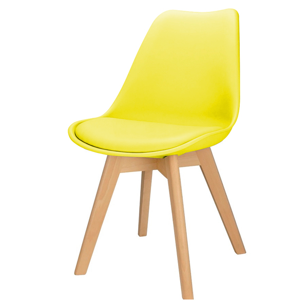 Cadeira Charles Eames Leda Design Wood Estofada Base Madeira