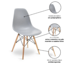 Cadeira Charles Eames Wood Design Eiffel De Jantar Cinza