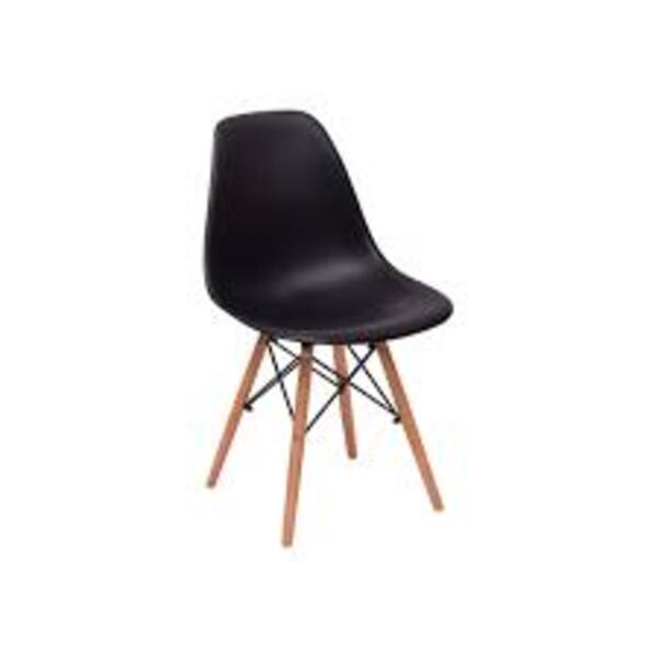 Cadeira Charles Eames Wood Dsw Preta  Base Madeira