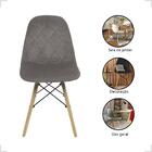 Cadeira Charles Eames Wood Eiffel Veludo Estofado Bege