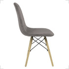 Cadeira Charles Eames Wood Eiffel Veludo Estofado Bege